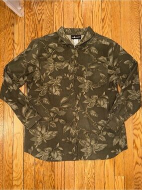 Sag Harbor Olive Green Floral Long-Sleeve Blouse